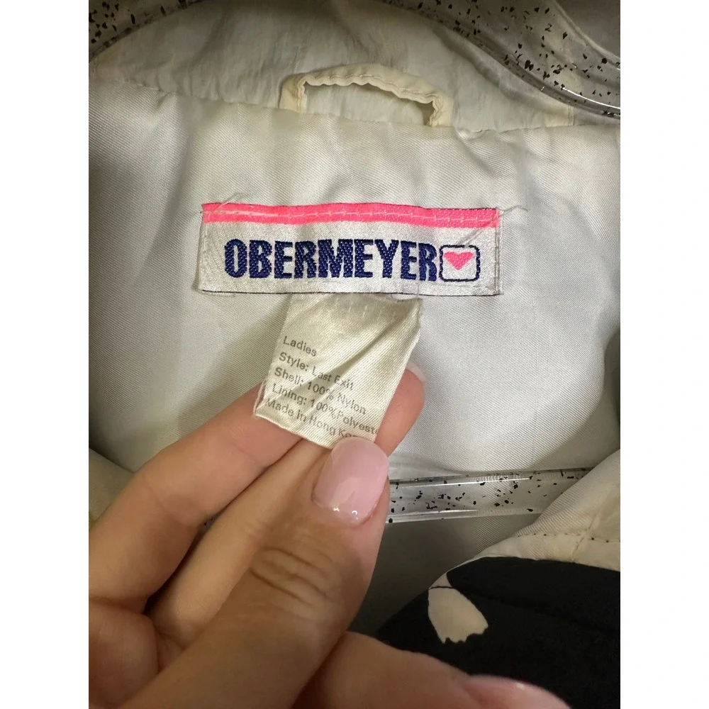 Obermeyer Pullover Anorak Jacket Black‎ White Abstract Print Vintage 90s
